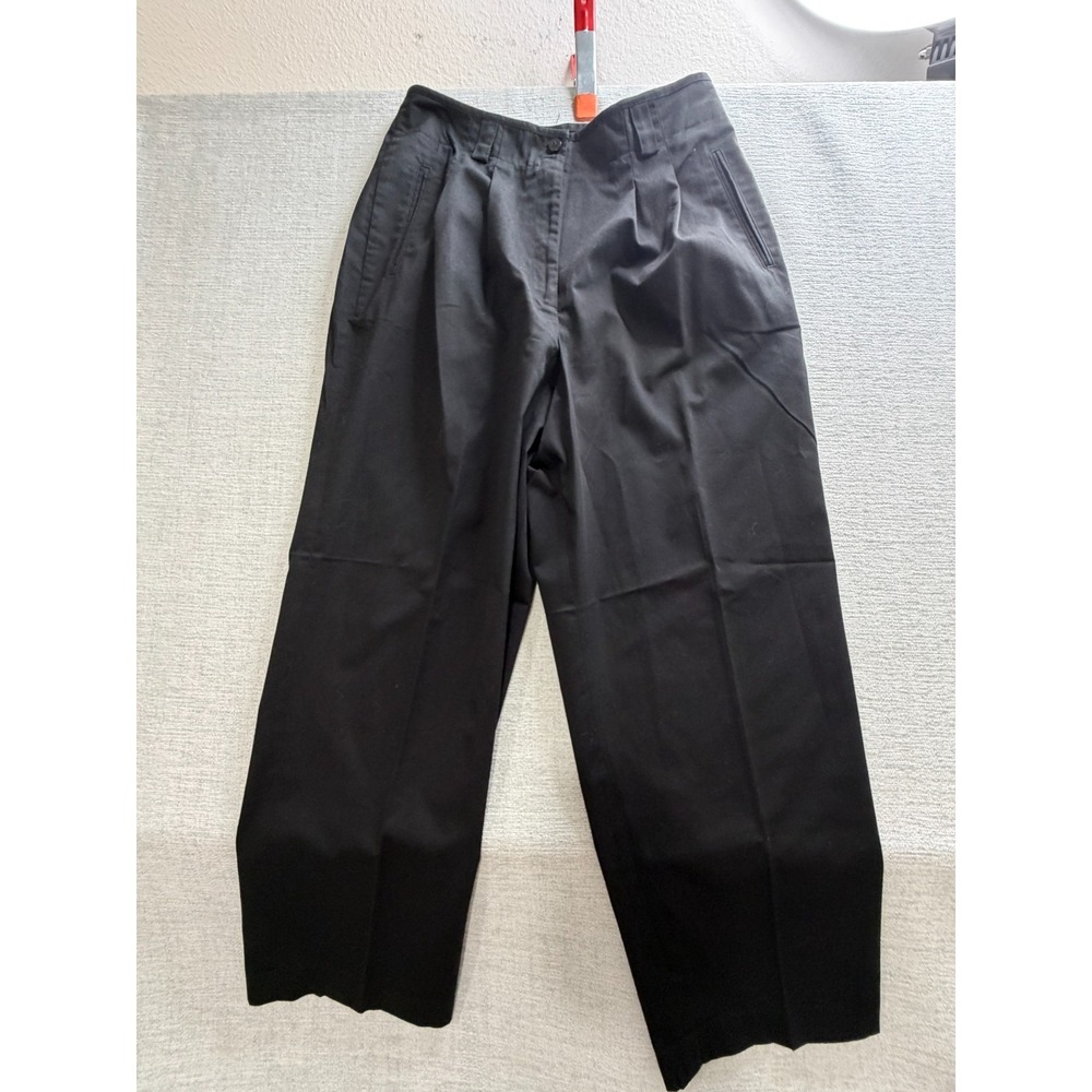 Chaus‎ Pants Womens 16 Black Cotton Pleated Front Relaxed Fit Wide Leg Classic